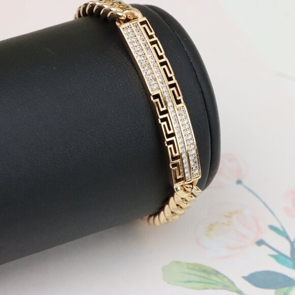 "Greek Key Crystal Bar Rose Gold Bracelet, XPBL0984 - Picture 8 of 12